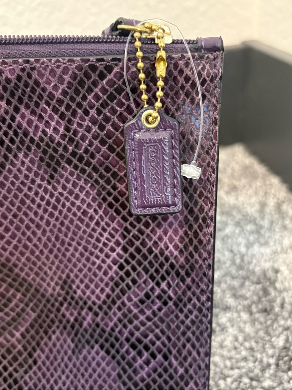 Coach Purple Leather Python Embossed Clutch Pouch - Picture 4 of 10